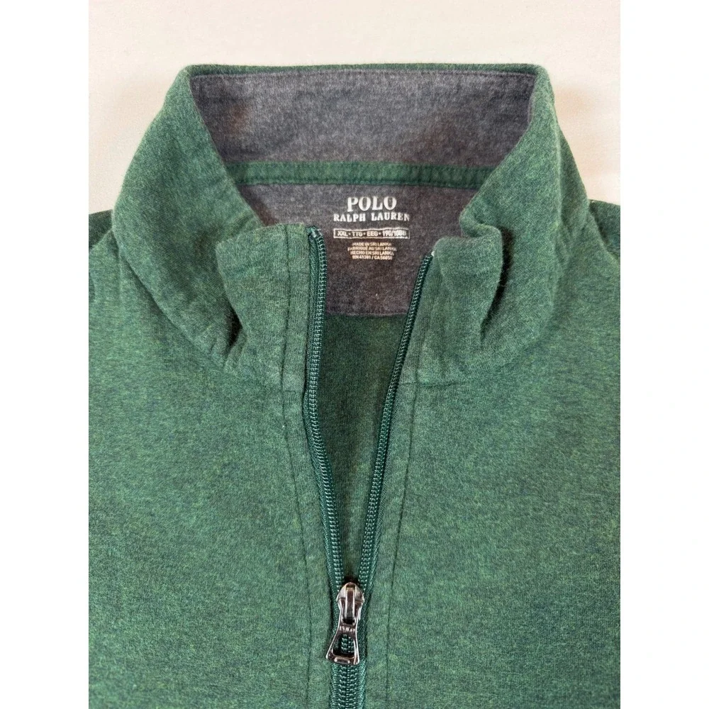 Polo Ralph Lauren Mens XXL Green Quarter Zip Pullover Sweatshirt Pony Logo